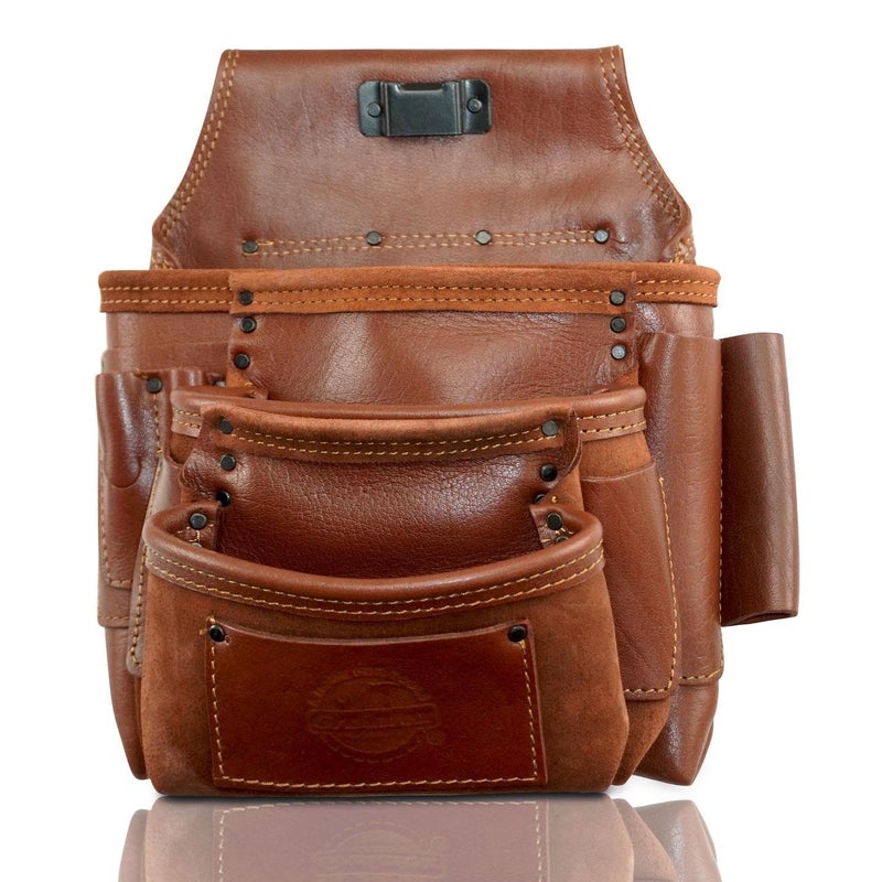Graintex Ambassador Series 10 Pocket Framers Professional Nail & Tool Pouch Durable and Versatile Genuine Top Grain Leather for Framers, Constructors, Electricians, Plumbers, Handyman - Chestnut Brown - Image 1